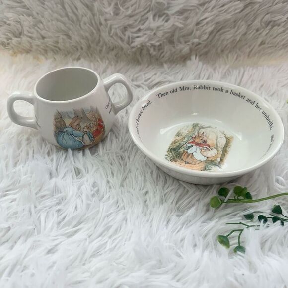 Wedgwood The World of Peter‎ Rabbit Children’s Cup and Bowl Bone China Vintage - Picture 1 of 12